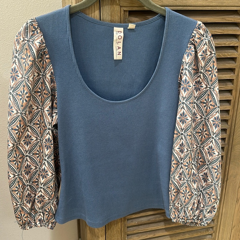 Anthropologie Dolan Puff Sleeve Ribbed Top size xs